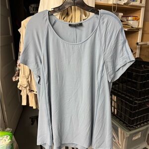 Lafayette 148 New York Light Blue Short Sleeve Blouse